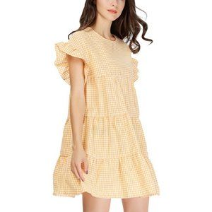 CufN Basic Gingham Tiered Frill Mini Dress Sz M
